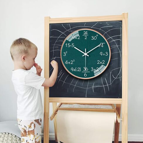 12 Inch Math Wall Clock Silent Non Ticking Movement Quality Quartz Wall Clock for Office Classroom/School/Home/Kitchen/Living Room Wall Decorations (Blue) in Kuwait