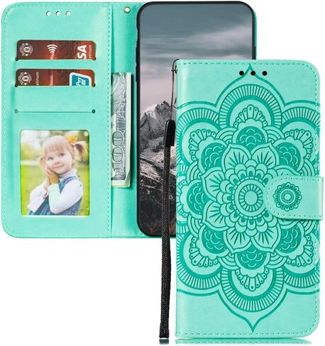 Samsung Galaxy S23 FE Case Stylish Emboss Wallet Case with Credit Cards Slot Kickstand Premium PU Leather Shockproof Flip Folio Magnetic Case for Samsung Galaxy S23 FE Sunflower Red LD in Kuwait