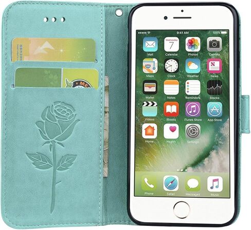 حافظة NB لهاتف iPhone SE 2020، حافظة iPhone 7 Flip، حافظة محفظة iPhone 8 زهرية للنساء والفتيات، حافظة iPhone SE 2022 جلدية مغناطيسية مع غطاء حامل بطاقة iPhone SE2020/7/8/SE2022 4.7 بوصة بني in Kuwait