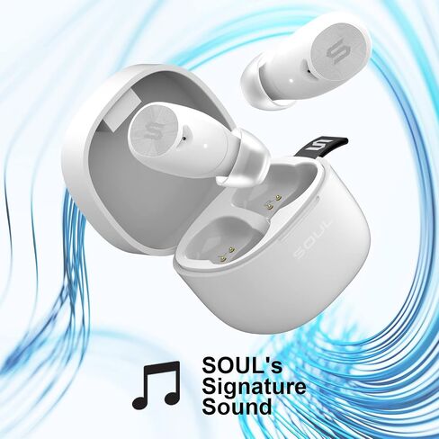 سماعات أذن لاسلكية Soul S-Track مع علبة شحن - مقاومة للماء، سماعات أذن رياضية + وقت شحن لمدة 7 ساعات - سماعات أذن لاسلكية خفيفة الوزن بشكل لا يصدق - سماعات أذن بلوتوث لاسلكية - أبيض لؤلؤي in Saudi Arabia