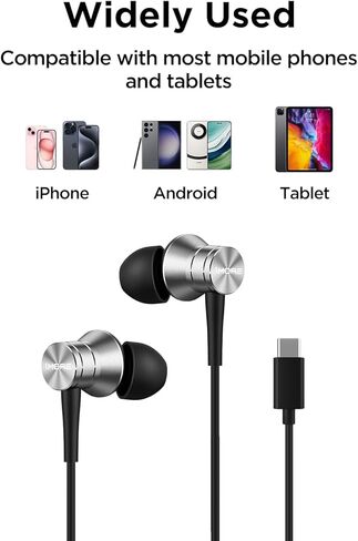 1MORE P10 Piston Fit سماعات أذن سلكية مع موصل USB-C، سماعات داخل الأذن مع ميكروفون، عزل الضوضاء، زر التحكم، سماعات أذن سلكية متينة لهاتف iPhone 15 Pixel 8 Oneplus in Kuwait