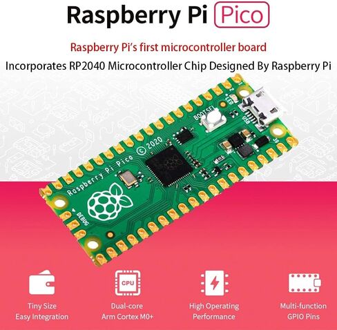 لوحة تحكم دقيقة Raspberry Pi Pico، معالج RP2040 ثنائي النواة Arm Cortex M0+، كمبيوتر لوحي واحد مرن، لوحة رائدة متعددة الاستخدامات من Raspberry Pi (عبوتان) in Saudi Arabia