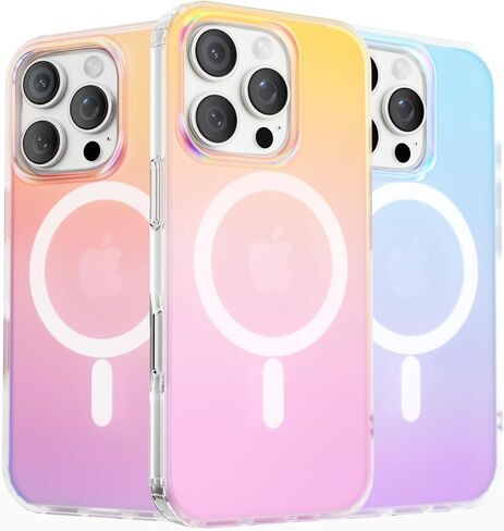 حافظة ORNARTO لهاتف iPhone 16 Pro، متوافقة مع MagSafe، غطاء قزحي الألوان ثلاثي الأبعاد، حافظة هاتف قوس قزح واقية مغناطيسية مقاومة للصدمات لهاتف iPhone 16 Pro 6.3"-Sunset in Saudi Arabia