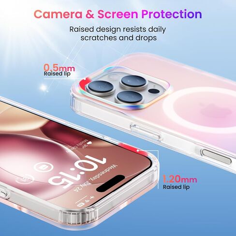 حافظة ORNARTO لهاتف iPhone 16 Pro، متوافقة مع MagSafe، غطاء قزحي الألوان ثلاثي الأبعاد، حافظة هاتف قوس قزح واقية مغناطيسية مقاومة للصدمات لهاتف iPhone 16 Pro 6.3"-Sunset in Saudi Arabia