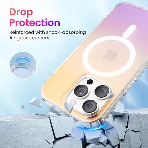 حافظة ORNARTO لهاتف iPhone 16 Pro، متوافقة مع MagSafe، غطاء قزحي الألوان ثلاثي الأبعاد، حافظة هاتف قوس قزح واقية مغناطيسية مقاومة للصدمات لهاتف iPhone 16 Pro 6.3"-Sunset in Saudi Arabia