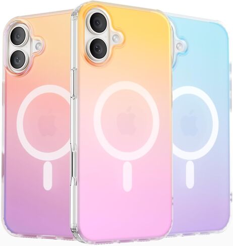 حافظة ORNARTO لهاتف iPhone 16 Pro، متوافقة مع MagSafe، غطاء قزحي الألوان ثلاثي الأبعاد، حافظة هاتف قوس قزح واقية مغناطيسية مقاومة للصدمات لهاتف iPhone 16 Pro 6.3"-Sunset in Saudi Arabia