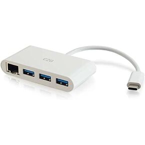 Legrand - C2G USB Adapter, USB C to Ethernet Hub, Gigabit Ethernet Port, 3 Port Adapter with Power Deliver, Black, 1 Count, C2G 29747