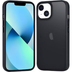 for iPhone 14 Case Matte, Frosted Translucent Back Anti-Fingerprint Slim Shockproof Drop Protection Phone Cover for iPhone 14 6.1-Inch, Black
