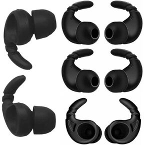 JNSA Ear Tip Anti-Slip Sports Earbuds Tips Replacement Ear Fins Wingtips Replacement Eartips Adapters for in Ear Earphones 4mm to 6mm Nozzle Attachment 4 Pairs Left and Right, Balck HT4B