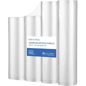 INKBIRD Custom Vacuum Sealer Rolls,Food Storage and Sous Vide Rolls, Vacuum Sealer for Food Preservation 4 Pack Vacuum Sealer Bags 11" x 25' (2 Rolls) & 8" x 25' (2 Rolls), BPA-Free