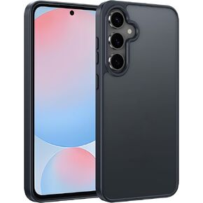 FNTCASE for Samsung Galaxy S24-FE Case: Magnetic Translucent Matte Shockproof Slim Cell Phone Cover - Military Grade Drop Proof Hard Back Anti-Fingerprint Protective Case (6.7 inch/Black)
