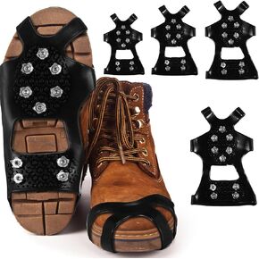 2 Pairs 10 Spikes Crampons Ice Cleats Grips Non Slip Gripper Spike Silicone Stainless Steel Hiking Spikes for Shoes Boots