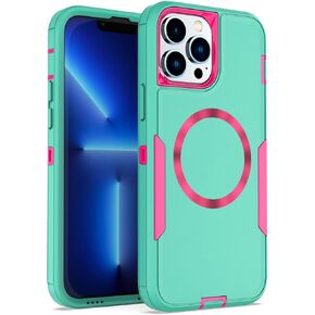 Designed for iPhone 14 Plus Case/iPhone15 Plus Case, Double Layer Protection,Magnetic Compatible with MagSafe,Frosted Anti Slip, Dustproof,No Fading, No Yellowing, Purple Rose