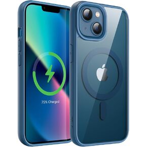 JETech Magnetic Case for iPhone 13 Mini 5.4-Inch Compatible with MagSafe, Shockproof Phone Bumper Cover, Solid Color Matte TPU Frame, Anti-Scratch Clear Back (Blue)