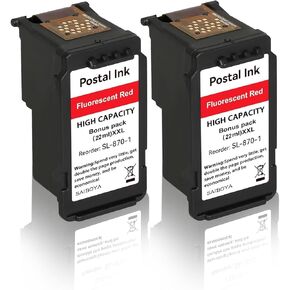 XXL SL-870-1 Fluorescent Postage Red Ink Cartridge High Capacity SL8701 Ink for PB New SendPro Mailstation Postage Meter (CSD1) - (18ML)