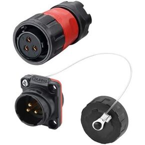 CNLINKO 3 Pin Power Industrial Circular Connector, Female Plug & Male Panel Mount Receptacles Socket Jack, Outdoor Waterproof IP67, AC DC