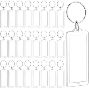 Junkin 150 Pack Clear Acrylic Photo Picture Keychain Holder Rectangle Blank Photo Insert Keychain Photo Frame Keyring DIY Personalize Favor for Family, Friends, Colleague