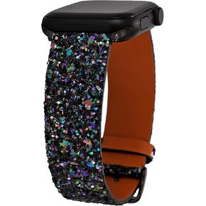 Glitter Bling Band Compatible for Apple Watch 38mm 40mm Leather Luxury Shiny Sparkle Women Strap Wristbands Replacement for iWatch Series 5/4/3/2/1