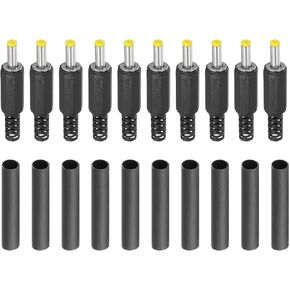 PATIKIL 4.0x1.7mm DC Male Plug Power Supply Ends, 10 Pack DIY DC Barrel Connector Replacement with Heat Shrink Tube, Yellow