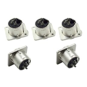 QMseller bnafes XLR Female Socket 3Pins PCB 90 Degree Connector Body Material Metal Body Connector Mounting Panel Mount Contactor 5 Pcs