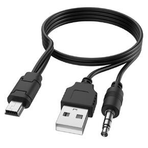 USB2.0 Charging Cord to Mini B Male and 3.5mm Jack Plug Audio Cable for iHome IHM60 IHM61 IHM59 Speakers MP3/MP4 Bluetooth Speaker (Mini USB)