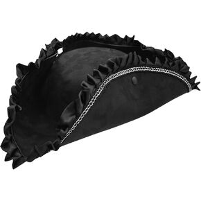 Nicky Bigs Novelties Deluxe Black Tricorn Tricorner Pirate Hat Buccaneers Cap Costume Accessory