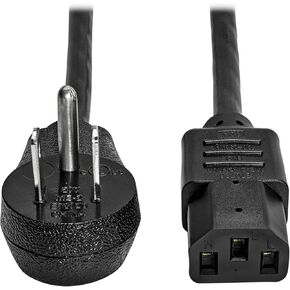 Tripp Lite Desktop Computer AC Power Cord, Right-Angle NEMA 5-15P to C13-10A, 125V, 18 AWG, 15 ft., Black