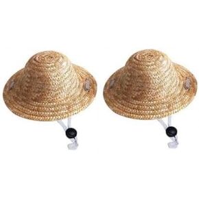 1Pc Light Brown Novelty Summer Adjustable Pet Dog Outdoor Straw Hat Puppy Small Kitty Cat Sunhats Dog Hat, Apparel and Accessories