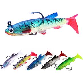 Soft Fishing Lures, Pre-Rigged Jig Head Bass Lures with Paddle Tail, Plastic Swimbaits for Fishing Saltwater and Freshwater Trout Walleye Crappie Premium Gear and Equipment
