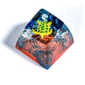 DATKEY Green Turtle Blue Background Artisan Keycap Turtle Resin Keyboard Keycaps Cute Keycaps Artisan Keycap Aesthetic Keycaps Custom Keycaps Turtle Gifts for Gaming Love Gamer Man On Anniversary