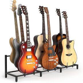 Bikoney Guitar Stand for 3 Electric or Bass Guitars, Electric Guitar Rack Floor for Multiple Guitars and Guitar Accessories, Adjustable Guitar Holder, Guitar Display for Music Studio Home Collection with Guitar Amp Stand