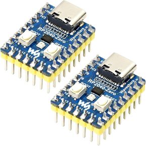 Waveshare RP2040-Zero with Pre-soldered Header High-Performance Pico-Like MCU Board Based On Raspberry Pi Microcontroller RP2040 Castellated Module Allows Soldering Direct to Carrier Boards-2pcs