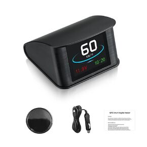 شاشة عرض رأس GPS للسيارة، عداد السرعة T600 GPS للسيارة HUD عداد السرعة الرقمي ميلا في الساعة مع الأميال والبوصلة والوقت والجهد والارتفاع وإنذار السرعة الزائدة وإنذار الخفافيش ومسافة القيادة لجميع المركبات