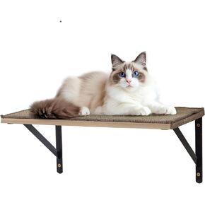 Cat Wall Shelves, 40 x 25 x 1.2 cm Pine Board with Sisal Mat, Iron Bracket, Linen Mat, High-Resolution Floating Wall Shelf, Cat Perch for Sleeping, Playing, and Scratching, 1.2 kg Set