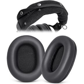 GEVO Replacement Ear Pads + Headband Cover Protector Compatible with Audio Technica ATH M50 M50X M50XBT M40X M30X M20X MSR7 SX1 Headphones, Repair Parts, No Tool Installation (Black)