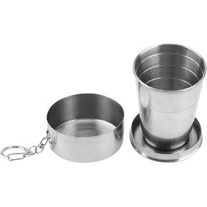 Stainless Steel Collapsible Cup,Camping Mug with Lid Folding Portable Drinking Outdoor Travel Demountable Foldable Premium Stackable Expandable Protective Cap for Picnic Water Coffee Tea Snacks