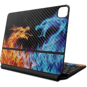 Carbon Fiber Skin Compatible with Apple Magic Keyboard for iPad Air 11-inch (M2) 2024 - Dueling Dragons - Premium 3M Vinyl Protective Decal Cover - Easy to Apply | Crafted in The USA by MightySkins