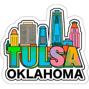 Tulsa Oklahoma Sticker Travel Outdoors Decal Vinyl Small Waterproof for Water Bottle Mug Passport Book Scrapbook Notebook Laptop Tumbler Skateboard Computer Phone Size 4" Funny Gift ID44990