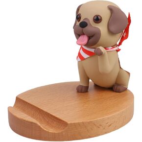 Mikikit Dog Phone Holder Dog Smartphone Stand Universal Desktop Cute for Dock Holder Cell Stand Wooden Cellphone with Base Bracket Dog Smartphone Stand