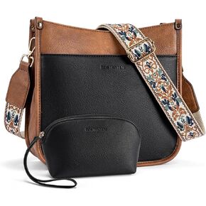 BOSTANTEN Crossbody Bags for Women Trendy Vegan Leather Hobo Handbags Fashion Shoulder Purse with Adjustable Guitar Strap