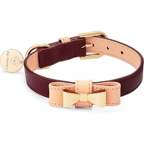 Luxury Dog Collar Dog Gift - Italian Leather Designer Dog Collar - Cute Dog Collar - Durable Dog Collar with Bow - Stylish and Comfortable Dog Collars Small, Medium, Large X Large (Medium)