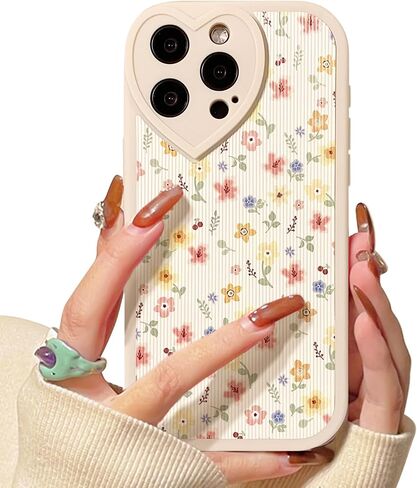 Compatible for iPhone 14 Pro Max Case Cute Flower Floral Leaf with Love Lens Bumper Protector for Girls Women Soft TPU Shockproof Protective Girly for iPhone 14 Pro Max-Color Flower in Saudi Arabia