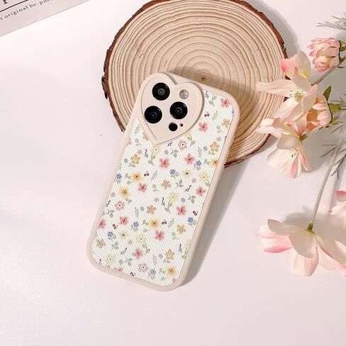 Compatible for iPhone 14 Pro Max Case Cute Flower Floral Leaf with Love Lens Bumper Protector for Girls Women Soft TPU Shockproof Protective Girly for iPhone 14 Pro Max-Color Flower in Saudi Arabia