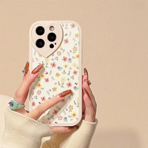 Compatible for iPhone 14 Pro Max Case Cute Flower Floral Leaf with Love Lens Bumper Protector for Girls Women Soft TPU Shockproof Protective Girly for iPhone 14 Pro Max-Color Flower in Saudi Arabia