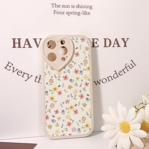 Compatible for iPhone 14 Pro Max Case Cute Flower Floral Leaf with Love Lens Bumper Protector for Girls Women Soft TPU Shockproof Protective Girly for iPhone 14 Pro Max-Color Flower in Saudi Arabia