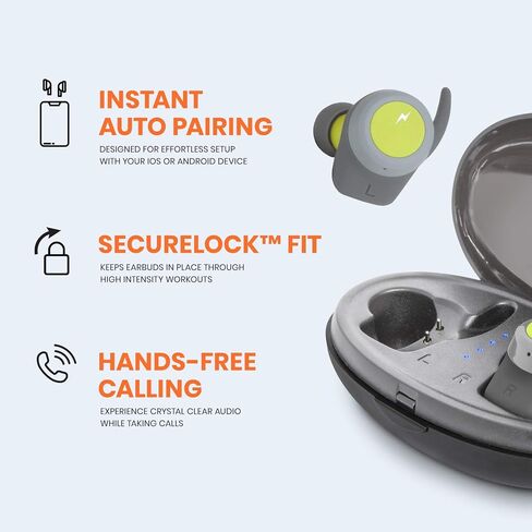 سماعات أذن Helix True Wireless Ultra Sport، سماعات أذن بلوتوث 5.0، صوت عالي الدقة، قفل آمن، مقاومة للماء IPX4، إقران تلقائي، تمرين، رياضة (مقاومة للماء/العرق) in Saudi Arabia
