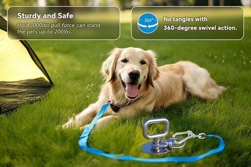 Dog Tie Out Stake,Heavy Duty Dog Runner for Yard,360°Swivel 304 Stainless Steel Dog Run Anchor- Use Any Dog Tie Out Cable or Yard Leash Chains,Outside Dog Stake for Large Dogs up to 200 LBS in Saudi Arabia
