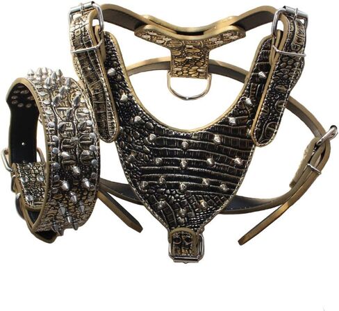 أطواق جلدية للكلاب متوسطة وكبيرة مرصعة بأشواك جلدية، مجموعة أحزمة متطابقة مكونة من قطعتين لبيت الثور، الدرواس، الملاكم، جحر الثور in Kuwait