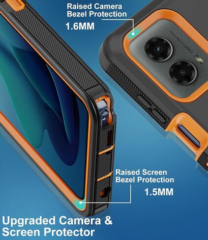 for Moto G 5G 2024 Case, with Built in Screen Protector Heavy Duty Drop Protection, Full Body Rugged Shockproof Dust Proof Tough Protective Phone Cover for Motorola G 5G 2024 (Orange) in Saudi Arabia