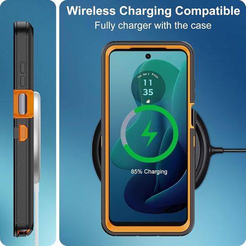 for Moto G 5G 2024 Case, with Built in Screen Protector Heavy Duty Drop Protection, Full Body Rugged Shockproof Dust Proof Tough Protective Phone Cover for Motorola G 5G 2024 (Orange) in Saudi Arabia